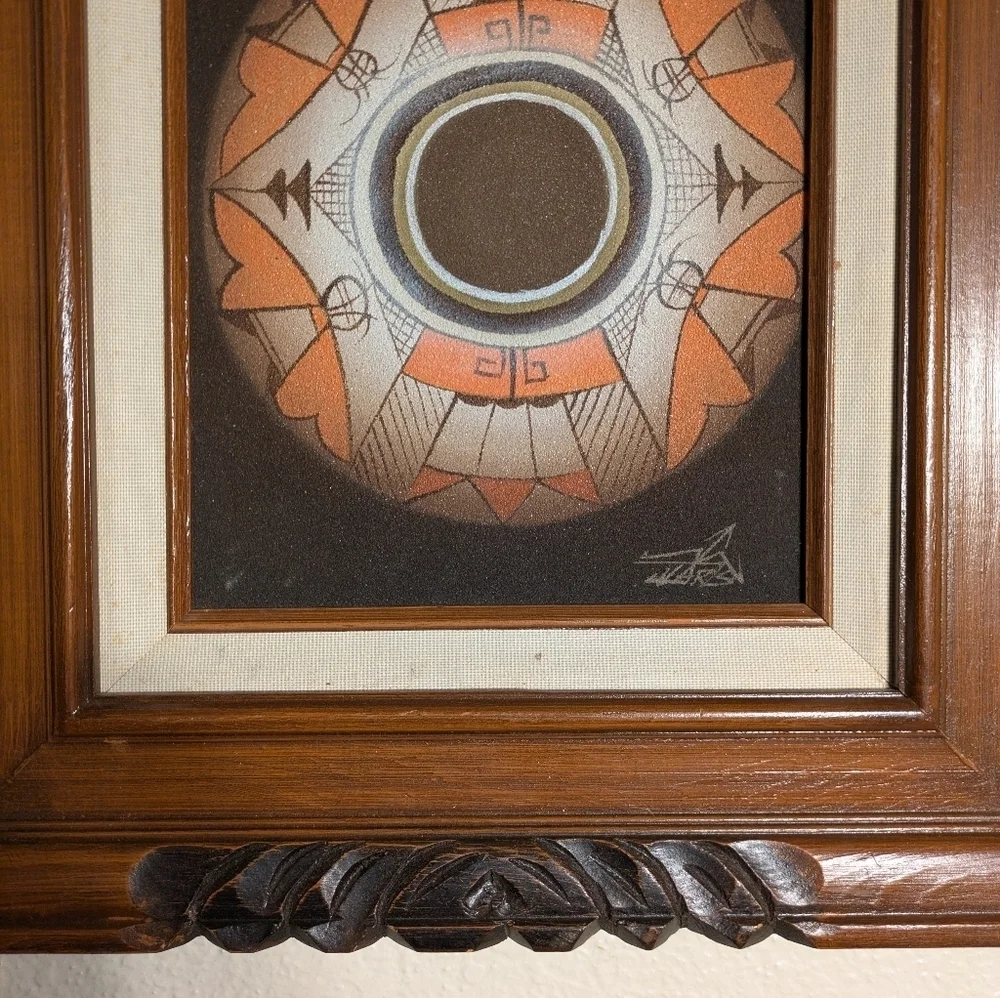 Elegant Brown and Black Wall Art Frame 17x15 Made In Mexico